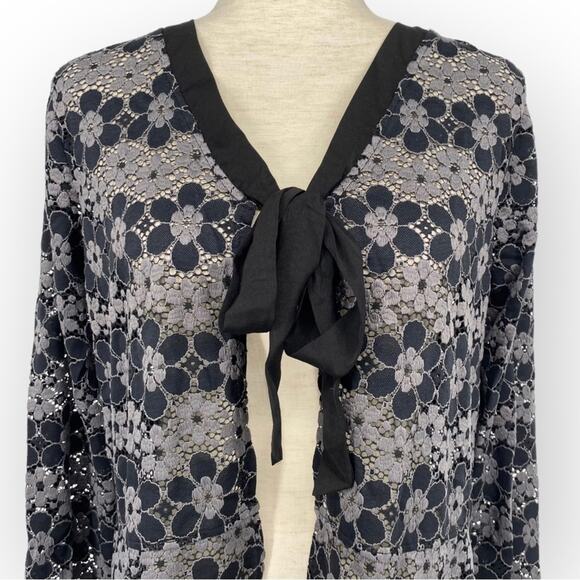 LOGO BY LORI GOLDSTEIN NWOT Lace Tie Front Cardigan XS Castlerock Style# A565484 - Picture 5 of 8